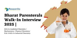 Chemistry Jobs at Bharat Parenterals | Attend the Walk-In-Interview