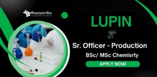  Chemistry Jobs at Lupin | Apply for the Sr. Officer Production Role