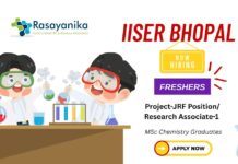 IISER Bhopal Chemistry Department Hiring Project JRF RA-1 ,CSIR Vacancies
