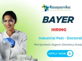 Industrial Postdoctoral Researcher job at Bayer Vapi – Synthetic Organic Chemistry jobs Apply Now
