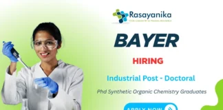Industrial Postdoctoral Researcher job at Bayer Vapi – Synthetic Organic Chemistry jobs Apply Now