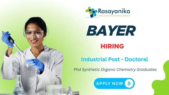 Industrial Postdoctoral Researcher job at Bayer Vapi – Synthetic Organic Chemistry jobs Apply Now