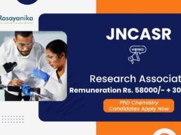 Research Associate Position at JNCASR | Chemical Science Jobs Salary upto Rs. 58000/- + 30% HRA 