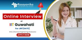 JRF (GATE) Opportunity at IIT Guwahati – Chemical Engineering Research , Online Interview , junior research fellow vacancy