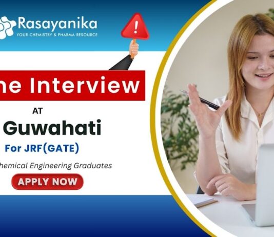 JRF (GATE) Opportunity at IIT Guwahati – Chemical Engineering Research , Online Interview , junior research fellow vacancy
