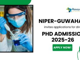 Chemistry Research Fellowship | PhD Admissions at NIPER-Guwahati