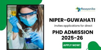 Chemistry Research Fellowship | PhD Admissions at NIPER-Guwahati