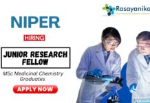 JRF Vacancy at NIPER MSc Chemistry Graduates Apply Online