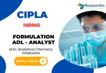 Chemistry Job in India – Analyst Chemist Jobs at Cipla Jobs at Cipla – Chemistry Job Formulation ADL - Analyst Chemist
