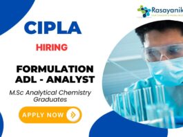 Jobs at Cipla – Chemistry Job Formulation ADL - Analyst Chemist