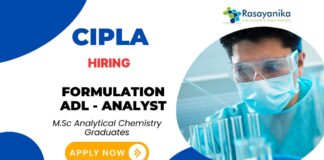 Jobs at Cipla – Chemistry Job Formulation ADL - Analyst Chemist