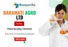 Join Baramati Agro Ltd. as a Chemist Feed-Chemist Jobs in Agriculture