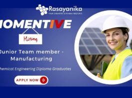 Join Momentive as a Junior Team Member – Manufacturing Chennai ,Chemical Engineering Freshers Job