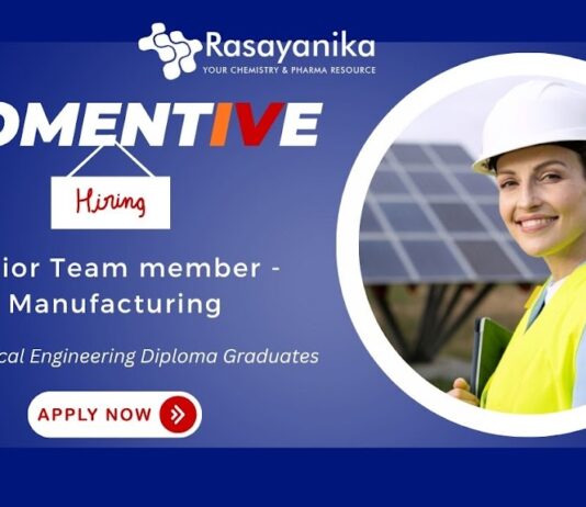 Join Momentive as a Junior Team Member – Manufacturing Chennai ,Chemical Engineering Freshers Job