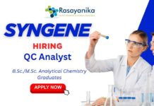Join Syngene as a QC Analyst in Bangalore Analytical Chemistry Jobs