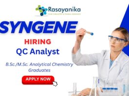 Join Syngene as a QC Analyst in Bangalore Analytical Chemistry Jobs