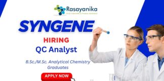 Join Syngene as a QC Analyst in Bangalore Analytical Chemistry Jobs
