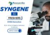 Join Syngene as an EHSS Executive - Freshers Organic Chemistry Jobs Apply Now