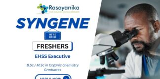 Join Syngene as an EHSS Executive - Freshers Organic Chemistry Jobs Apply Now