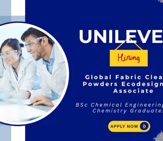 Join Unilever as a Global Fabric Cleaning Powders Ecodesign R&D Associate , Chemical engineering Jobs