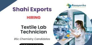Lab Technician Job at Shahi Exports Chemistry Career in Textile Industry