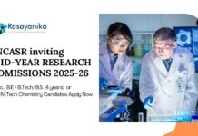 Research Programmes at JNCASR | MSc Chemistry Graduates Apply Now