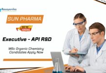 Sun Pharma Jobs | R&D Job Position for MSc Organic Chemistry Candidates Apply