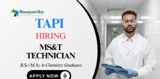 MS&T Technochian Job at TAPI Chemistry Career 