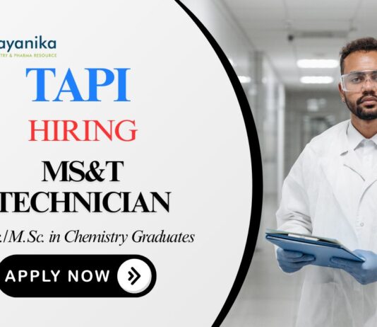 MS&T Technochian Job at TAPI Chemistry Career 
