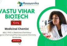 Medicinal Chemist – Research & Development at Vastu Vihar Biotech,Chemist Jobs