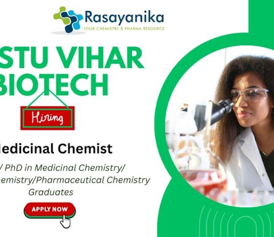 Medicinal Chemist – Research & Development at Vastu Vihar Biotech,Chemist Jobs