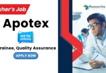 QA Jobs at Apotex | Freshers Chemistry Jobs in Bangalore
