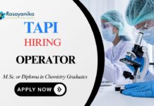 Operator Job TAPI Apply Now for the Chemistry Job