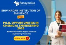 Ph.D. in Chemical Engineering Admissions Open – Spring 2026 ,Shiv Nadar Institution of Eminence , PhD admissions,phd chemistry vacancies
