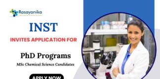 PhD Programs at INST MSc Chemistry Science Candidates Apply Now 