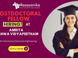 Post Doctoral Fellow – Polymer-Based Drug Delivery Research at Amrita Vishwa Vidyapeetham , Postdoc fellowships
