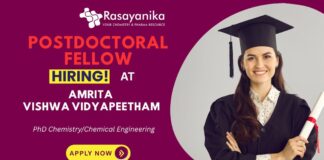 Post Doctoral Fellow – Polymer-Based Drug Delivery Research at Amrita Vishwa Vidyapeetham , Postdoc fellowships