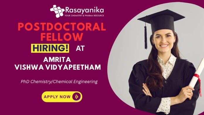 Post Doctoral Fellow – Polymer-Based Drug Delivery Research at Amrita Vishwa Vidyapeetham , Postdoc fellowships