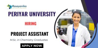 Project Assistant Vacancy – MSc Chemistry Job Periyar University