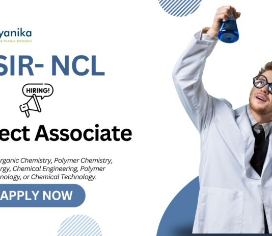 Chemistry Research Associate Position at CSIR-NCL | MSc Organic Chemistry Jobs