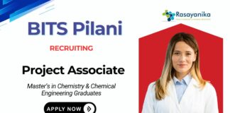 Project Associate Position for Chemistry Graduates BITS Pilani job