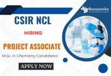 Project Associate Position – MSc Chemistry Job CSIR NCL Career