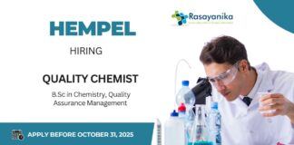 Quality Chemist Job at Hempel- Chemistry Graduates Apply Now