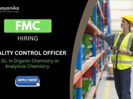 Quality Control Jobs (M.Sc. in Organic Chemistry) at FMC- Apply Now