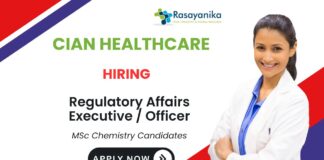 Regulatory Affairs Job at Cian Healthcare Chemistry Careers
