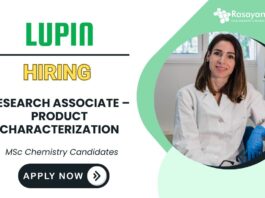 Research Associate Job – Analytical Chemistry & LC-MS at Lupin Careers