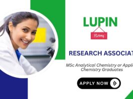 Research Associate Job – Product Testing & Analytical Chemistry at Lupin