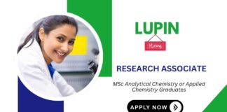 Research Associate Job – Product Testing & Analytical Chemistry at Lupin