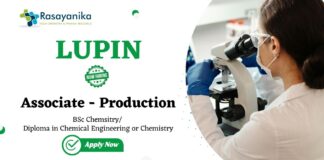 Chemistry Jobs at Lupin | Apply Now for Associate - Production Role