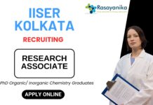 Research Associate Position at IISER Kolkata – Chemistry Job 